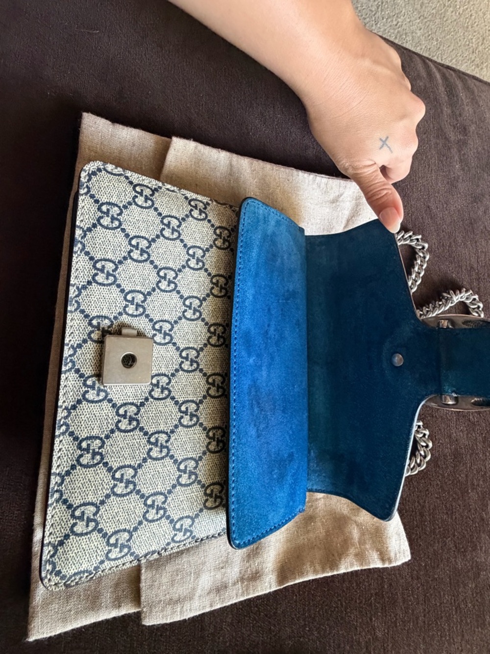 Gucci Floral GG Supreme Blue Teal Shoulder Bag - Picture 6 of 10